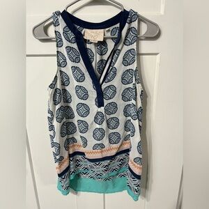 Anthropologie Vanessa Virginia Size S 100% Silk Finn Tank Top